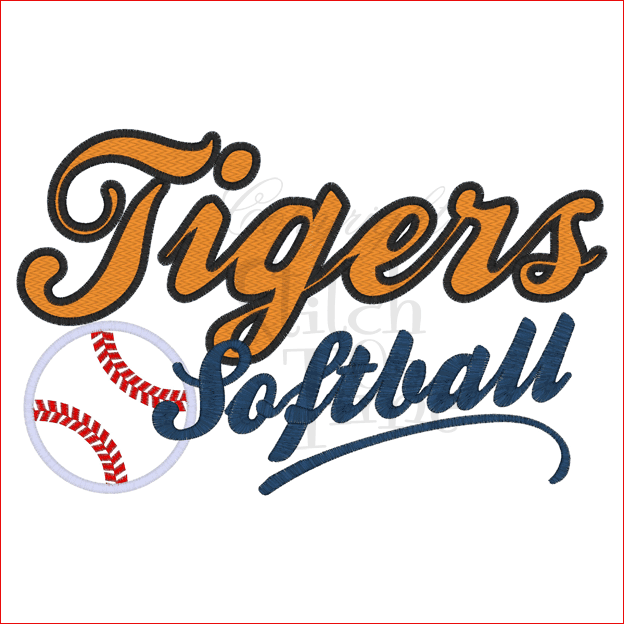 Sayings (1789) Tigers Softball applique 6x10