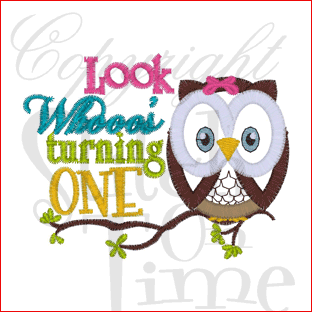 Sayings (1802) Look Whoos Turning Owl Applique 4x4