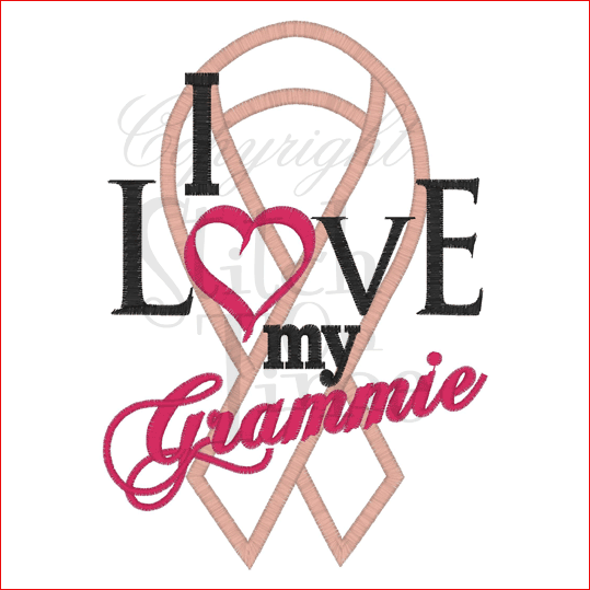 Sayings (1838) Love My Grammie (Cancer Ribbon) Applique 5x7