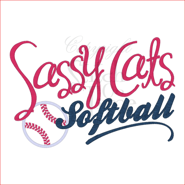 Sayings (1846) Sassy Cats Softball Applique 6x10