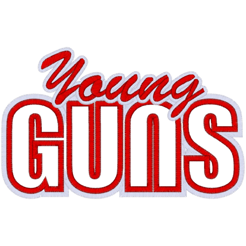Sayings (A219) YOUNG GUNS Applique 5x7
