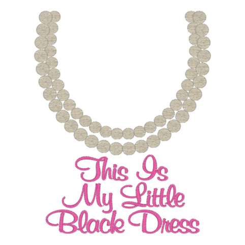 Sayings (2358) Pearl Necklace Black Dress 5x7