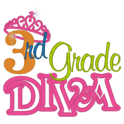 Sayings (2711) 3rd Grade Diva Applique 5x7