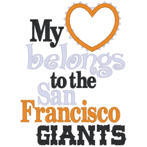 Sayings (3052) Heart Belongs San Francisco Applique 5x7