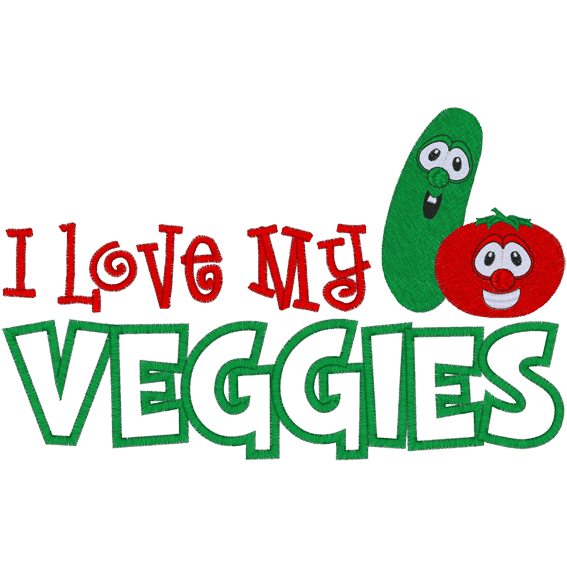 Sayings (A341) Love my Veggies Applique 6x10