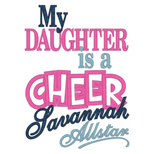 Sayings (3559) ...Cheer Savannah Allstar Applique 5x7