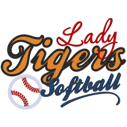 Sayings (3873) Lady Tigers Softball Applique 5x7