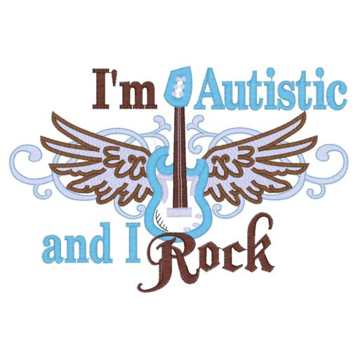Sayings (3875) I'm Autistic & I Rock Guitar Applique 5x7