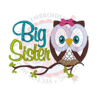 Sayings (4125) Big Sister Owl Applique 4x4