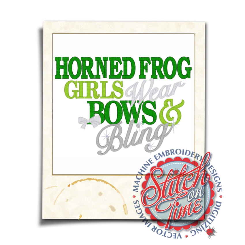 Sayings (4325) horned Frog Girls Bows & Bling 5x7