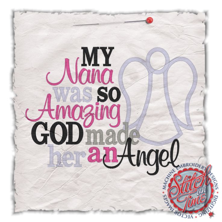 Sayings (4401) God Made Her An Angel Nana Applique 6x10