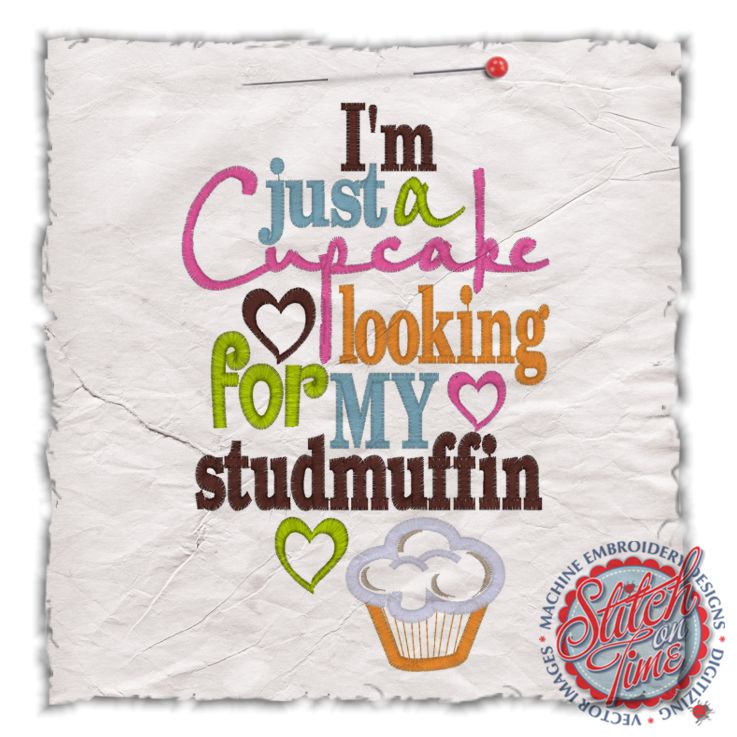Sayings (4460) Cupcake Looking For Studmuffin Applique 5x7