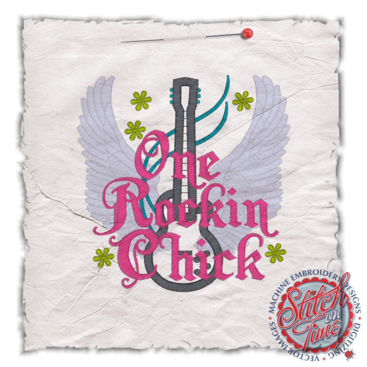 Sayings (4479) One Rockin Chick Applique 5x7