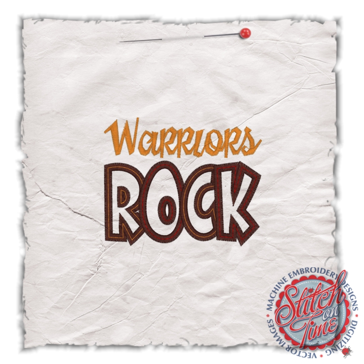 Sayings (4544) Warriors Rock Applique 4x4