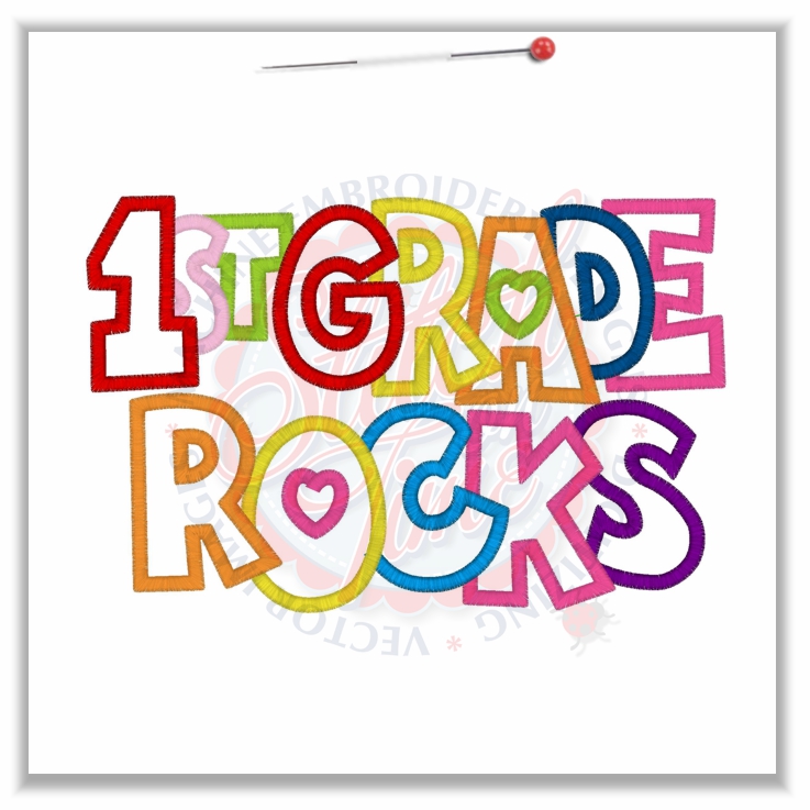 4842 Sayings : 1st Grade Rocks Applique 5x7