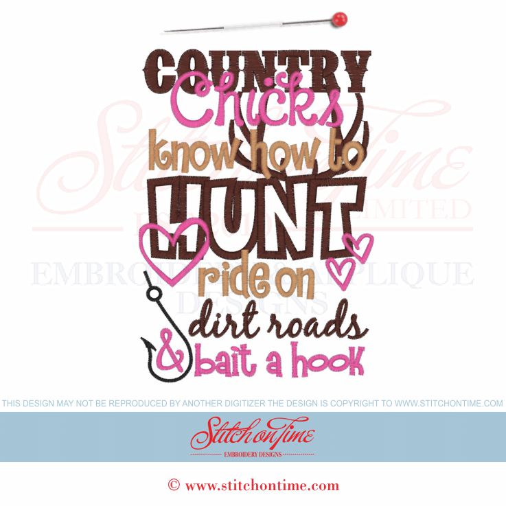 4860 Sayings : Country Chicks Hunt Applique 5x7