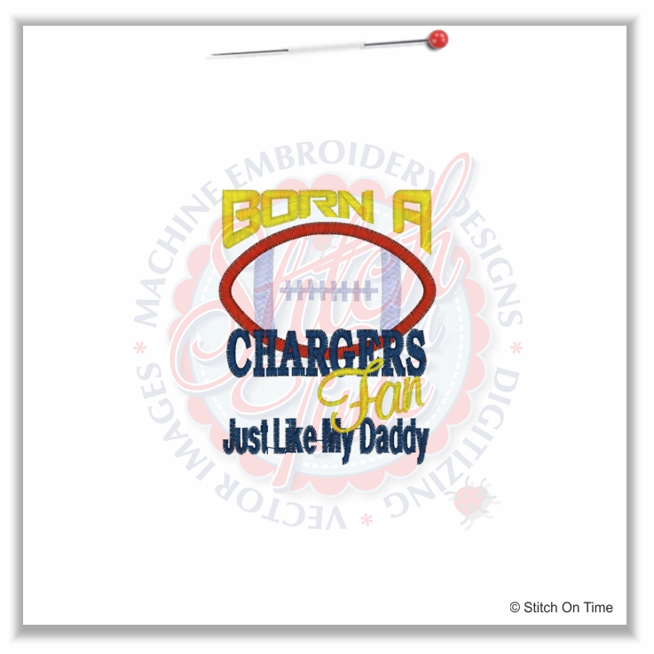 4961 Sayings : Chargers Fan Like Daddy Applique 4x4