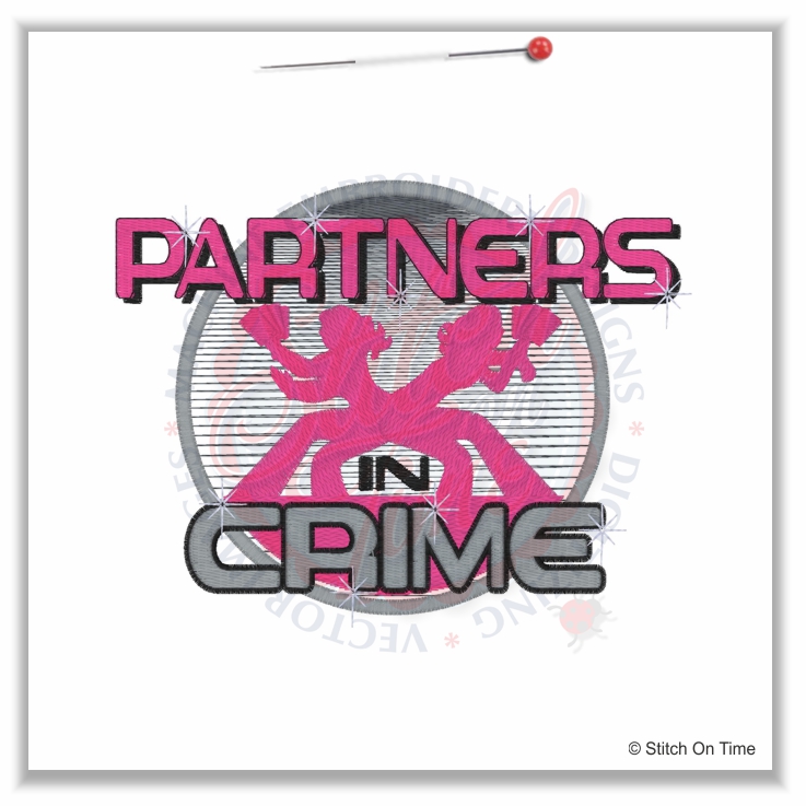 4962 Sayings : Partners In Crime Applique 5x7