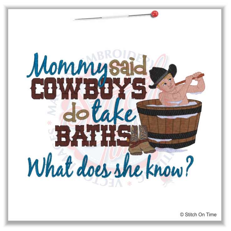 4970 Sayings : Cowboys Do Bath 5x7