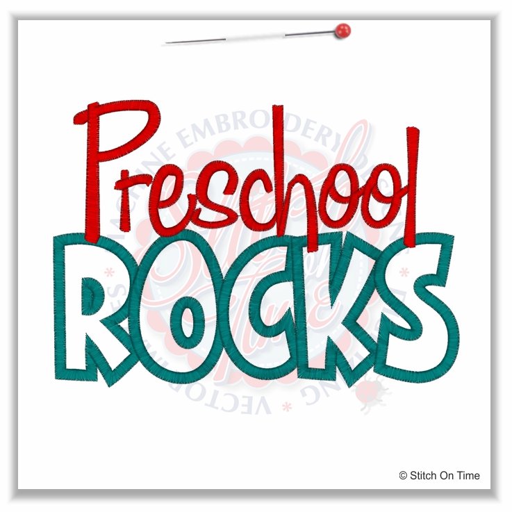4973 Sayings : Preschool Rocks Applique 5x7