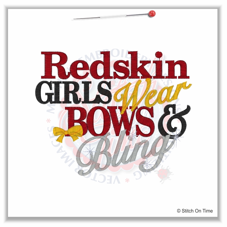5009 Sayings : Redskin Girls Bows & Bling 5x7