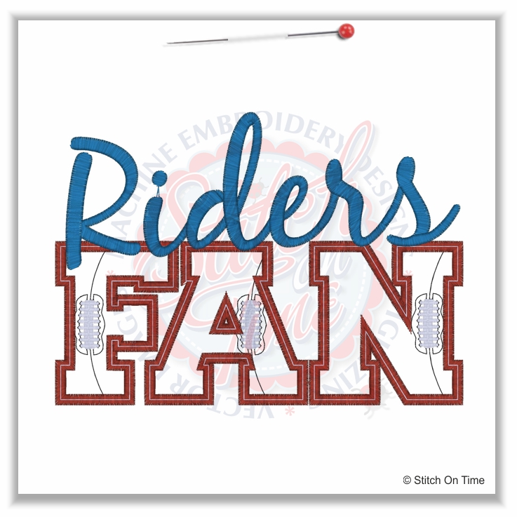 5052 Sayings : Riders Fan Applique 5x7