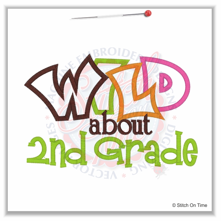 5062 Sayings : Wild About 2nd Grade Applique 5x7