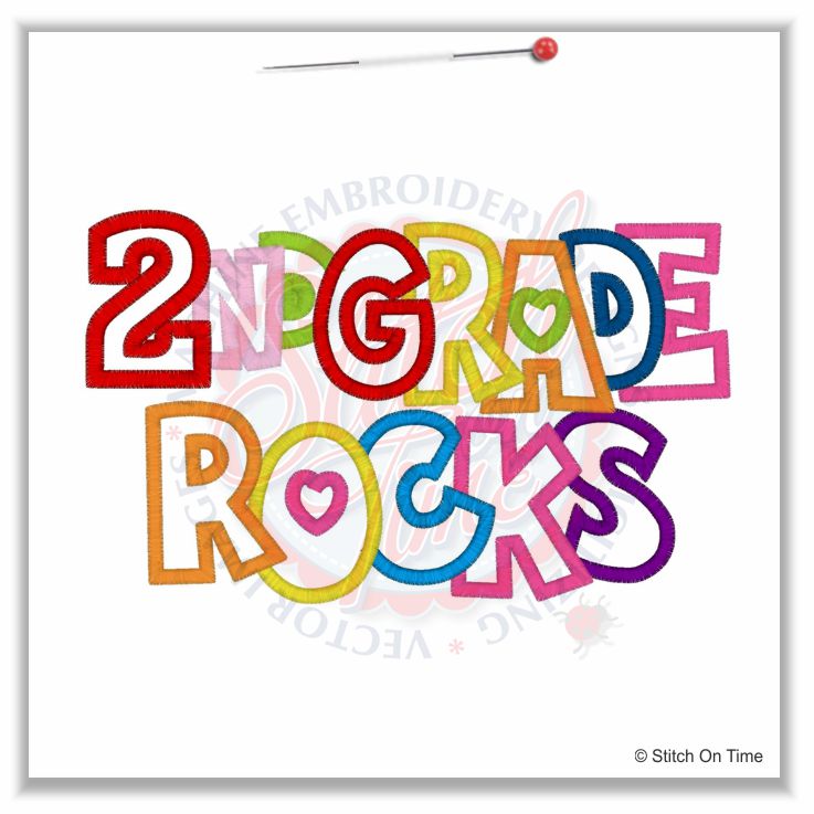 5097 Sayings : 2nd Grade Rocks Applique 5x7