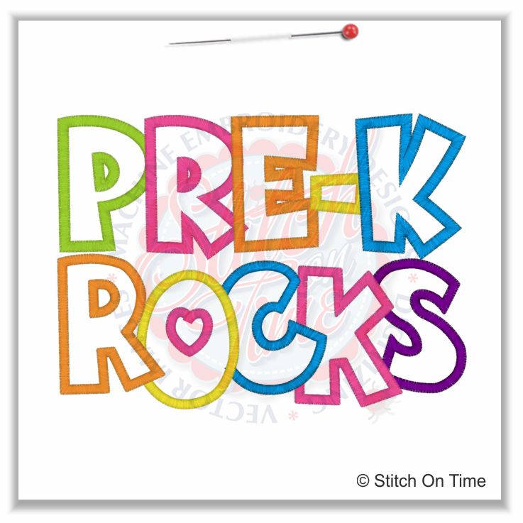 5177 Sayings : Pre-K Rocks Applique 6x10