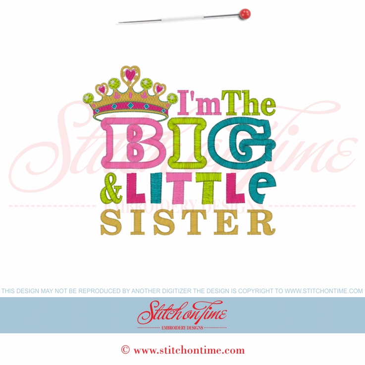 5556 Sayings : I'm The Big & Little Sister Applique 5x7