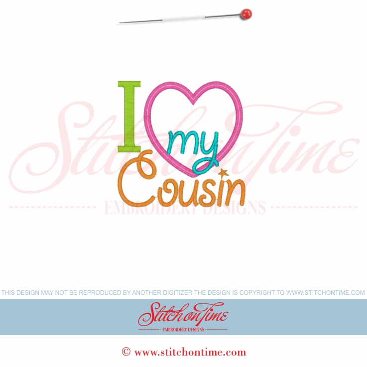 5610 Sayings : I Heart My Cousin Applique 4x4