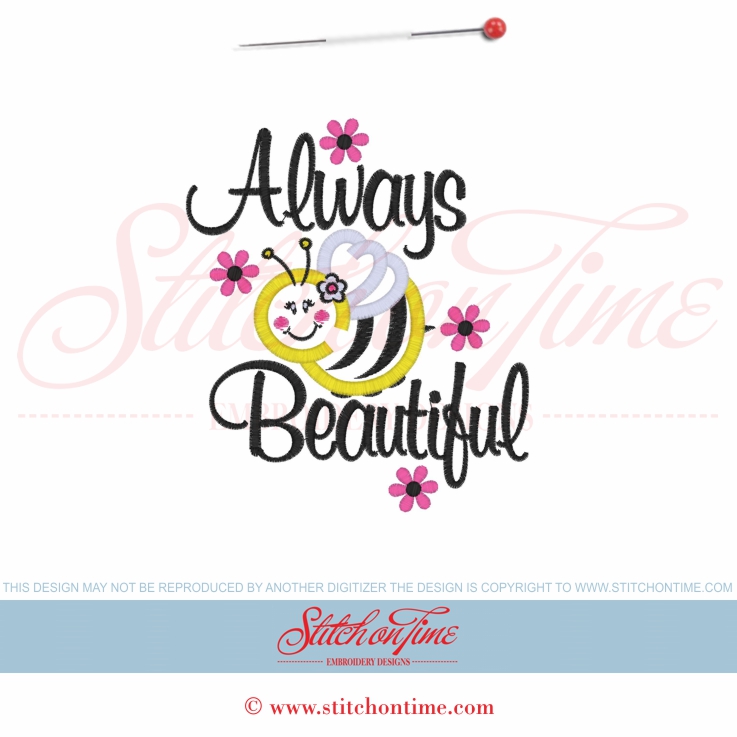 5617 Sayings : Always BEE Beautiful Applique 5x7