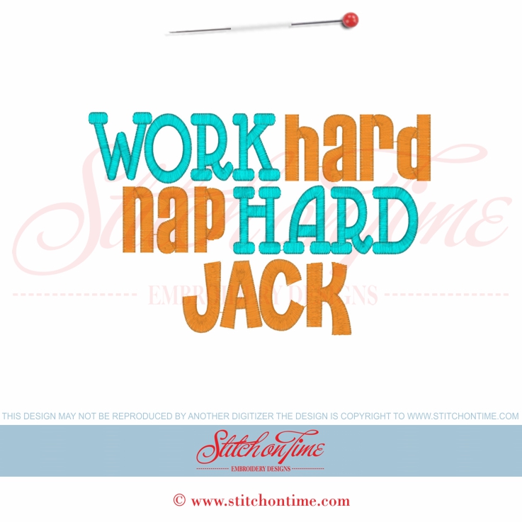 5707 Sayings : Work Hard Nap Hard Jack 5x7