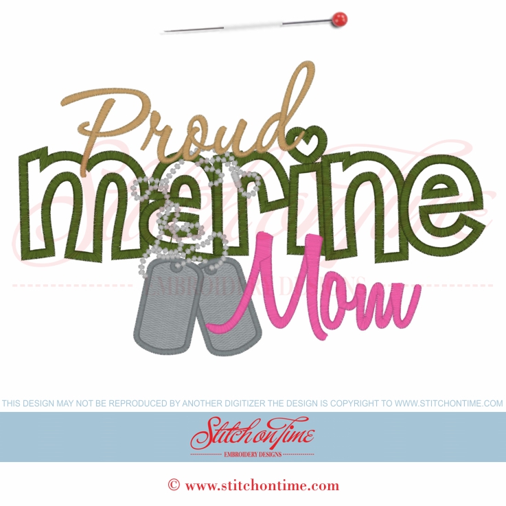 5803 Sayings : Proud Marine Mom Applique 6x10
