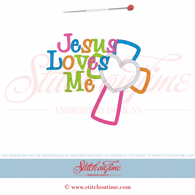 5858 Sayings : Jesus Loves Me Cross Applique 5x7