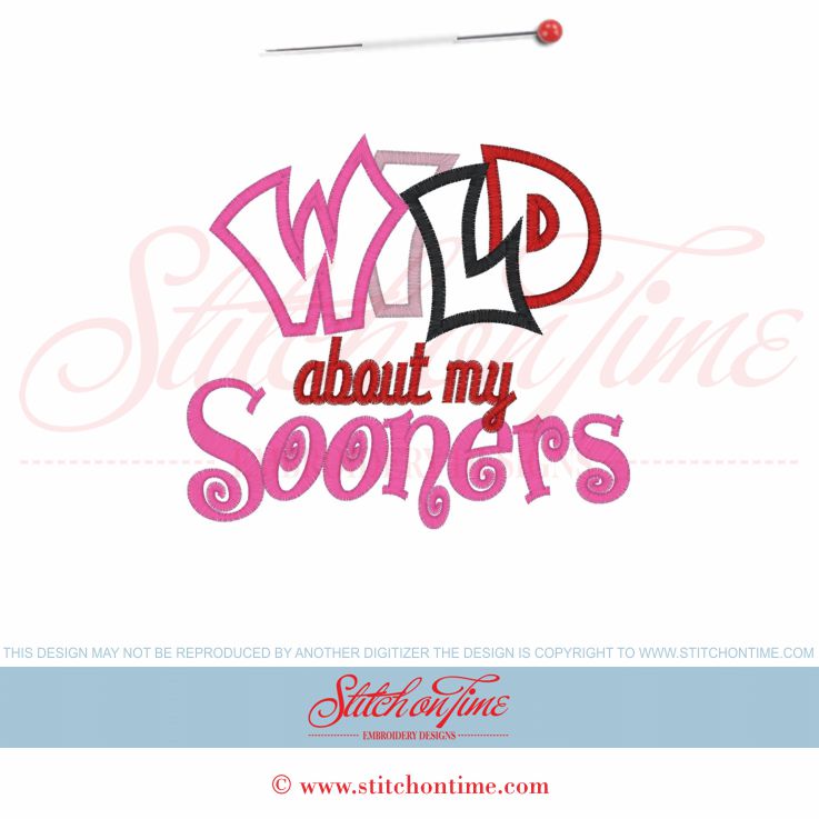 5918 Sayings : Wild About My Sooners Applique 5x7