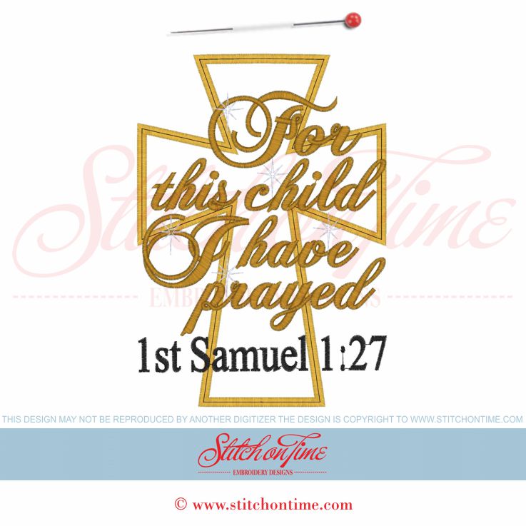 5933 Sayings : For This Child I Have Prayed Applique 5x7