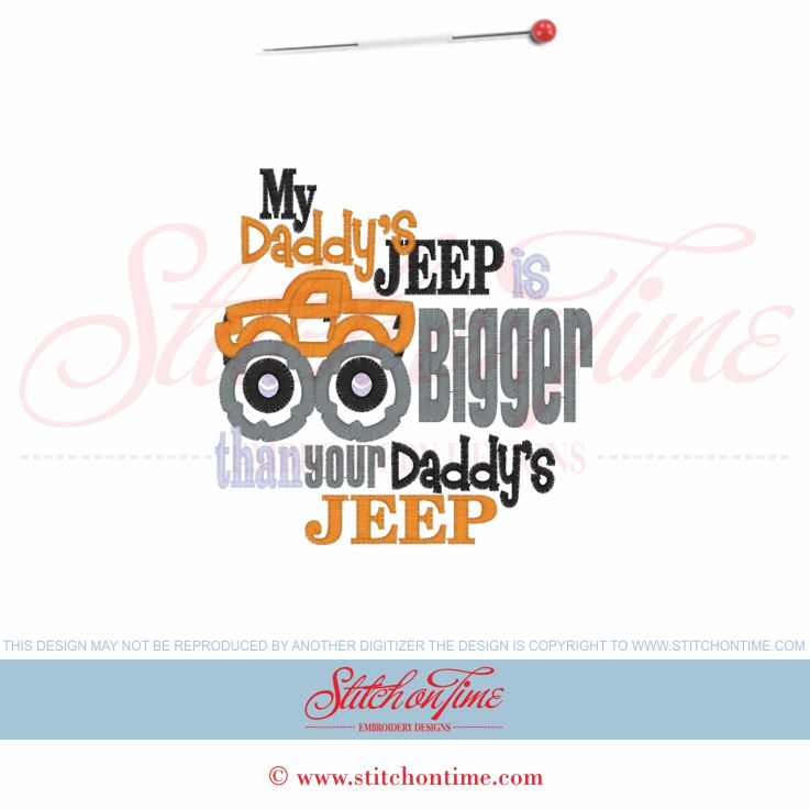5956 Sayings : My Daddy's Jeep Is Bigger Applique 5x7