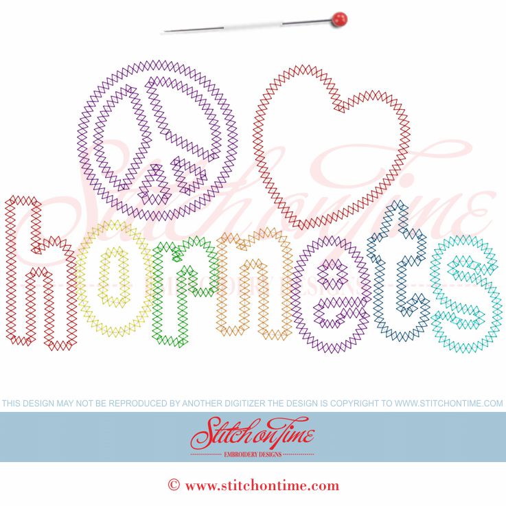 5981 Sayings : Peace Love Hornets Applique 6x10