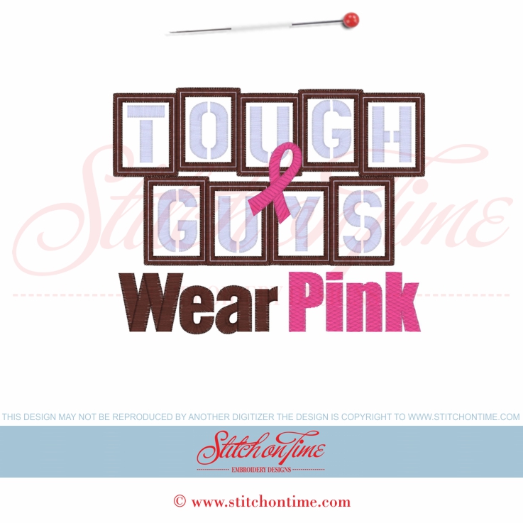 6071 Sayings : Tough Guys Wear Pink Applique 5x7