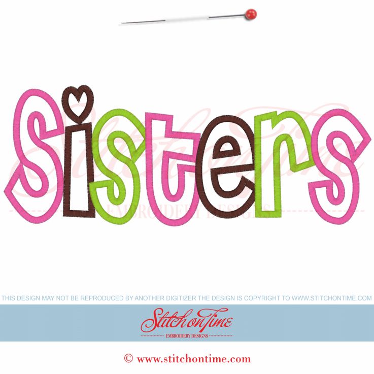 6106 Sayings : Sisters Applique 6x10