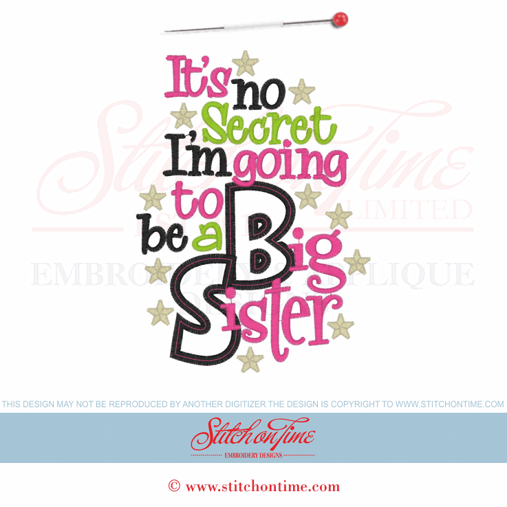6142 Sayings : Going To Be A Big Sister Applique 5x7