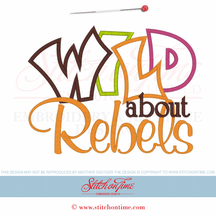 6178 Sayings : Wild About Rebels Applique 6x10