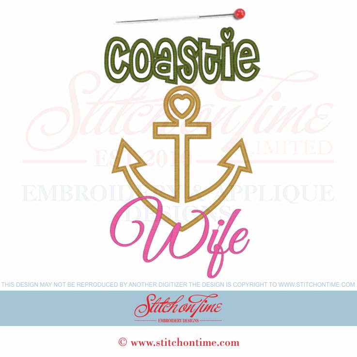 6189 Sayings : Coastie Wife Applique 6x10