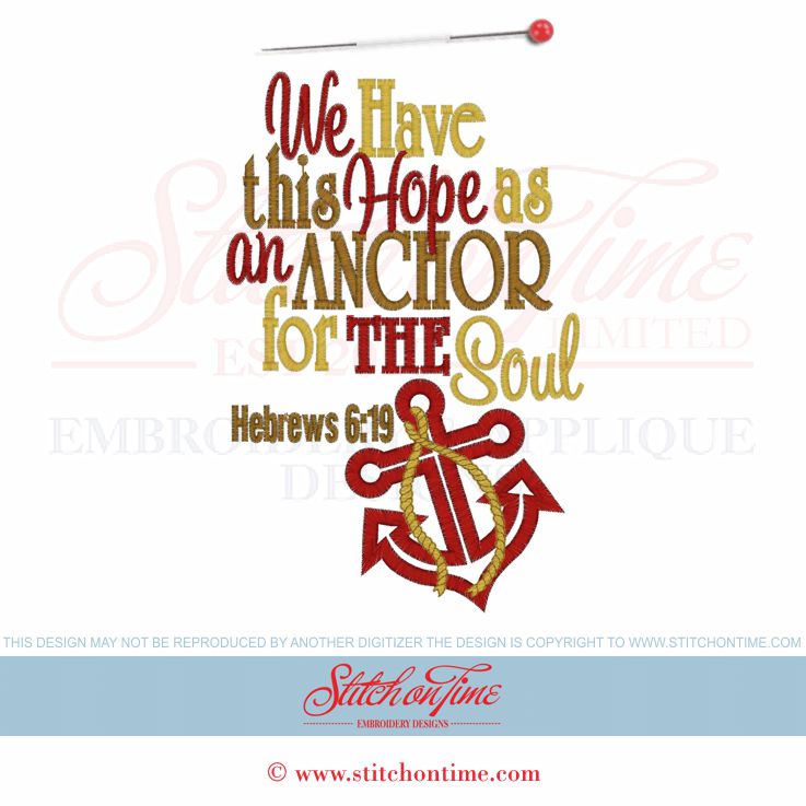 6190 Sayings : Anchor For The Soul Applique 5x7