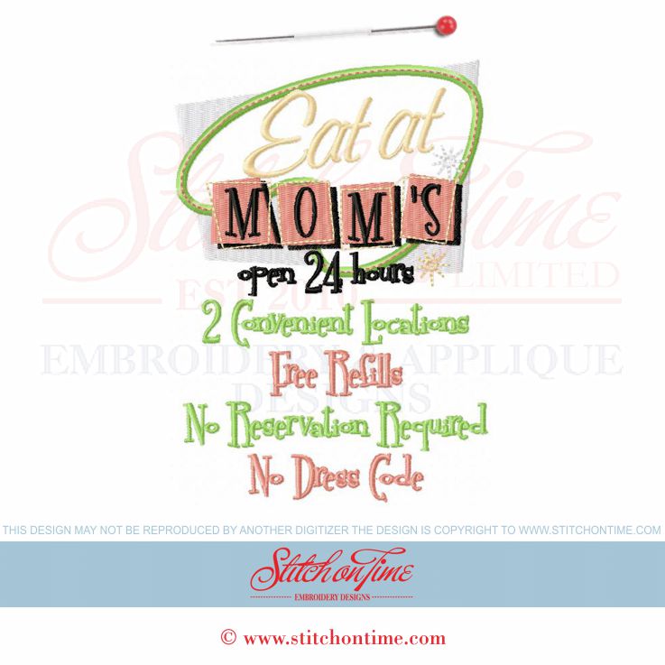 6255 Sayings : Eat At Mom's... Applique 5x7