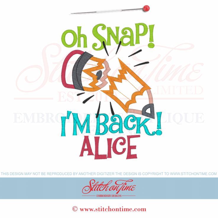 6276 Sayings : Oh Snap! Pencil Applique 5x7