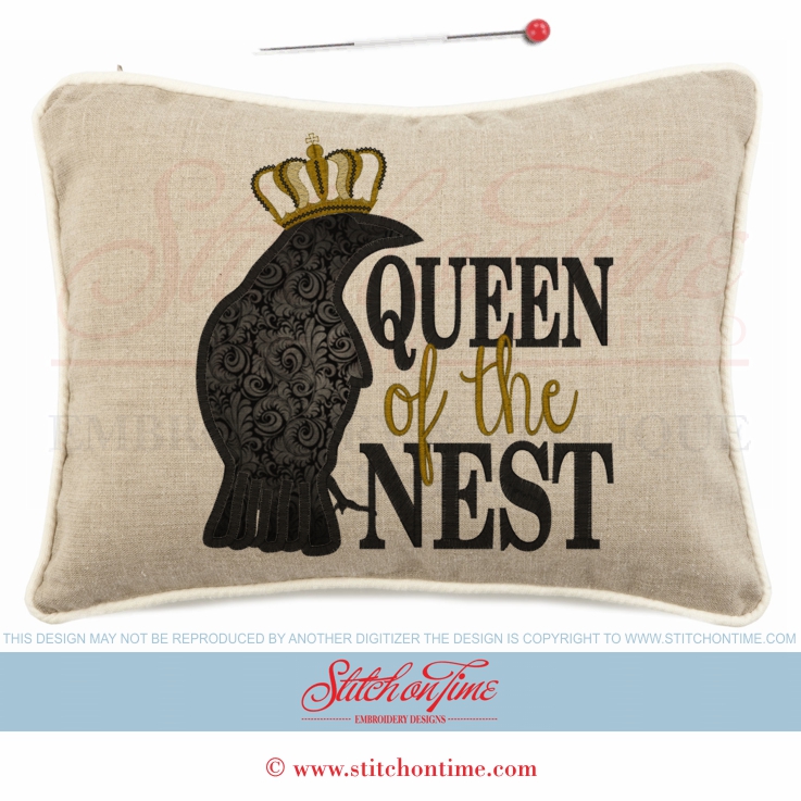 6335 Sayings : Queen of the Nest Applique 2 sizes