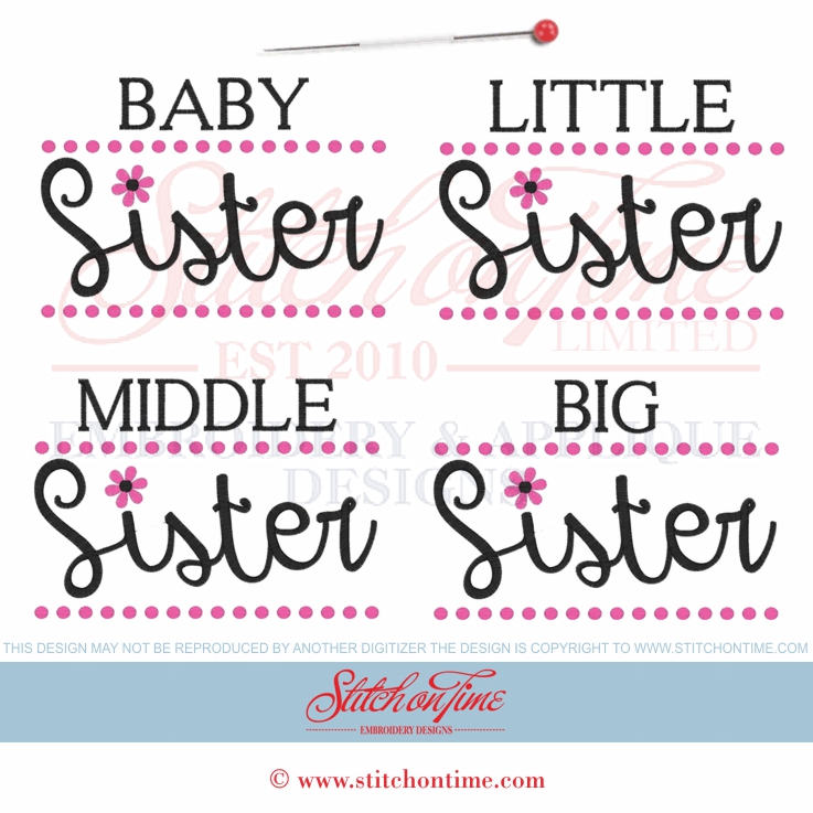 6450 Sayings : Baby, Little, Middle, Big Sister 5x7