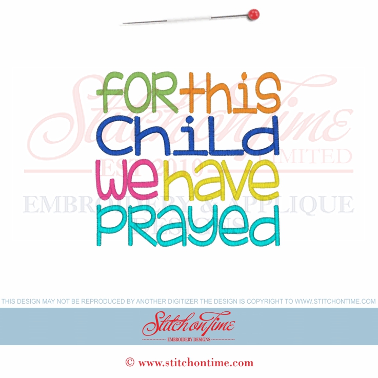 6475 Sayings : For This Child We Have Prayed 5x7
